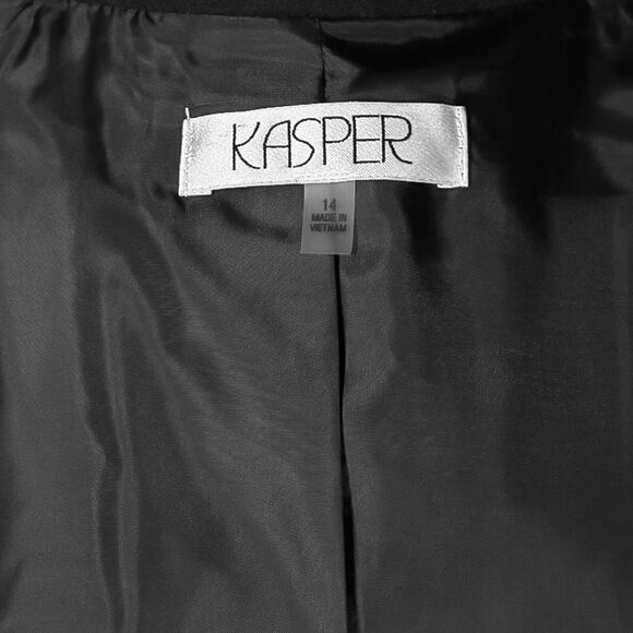 Kasper Women's Blazer Black White Houndstooth Check Career Suit Jacket 14 NWT - Picture 3 of 9